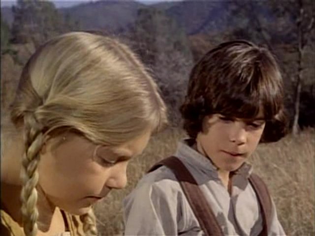 Katy Kurtzman and Mathew Labyorteaux as a young Caroline and Charles in the episode, I Remember of Little House on the Prairie